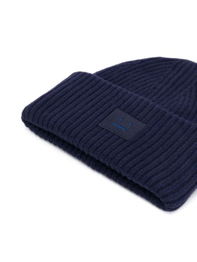 Shop Acne Studios Ribbed Beanie Hat In Blue