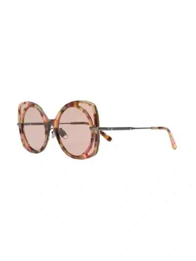 Shop Bottega Veneta Oversized Panelled Sunglasses In Brown