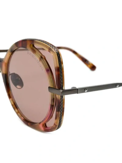 Shop Bottega Veneta Oversized Panelled Sunglasses In Brown