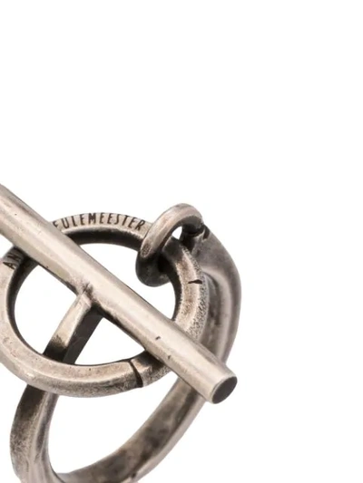 Shop Ann Demeulemeester Engraved Logo Ring - Silver