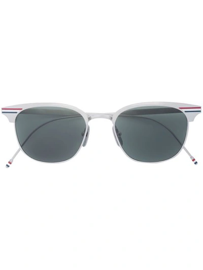 Shop Thom Browne Eyewear Signature Striped Sunglasses - Metallic