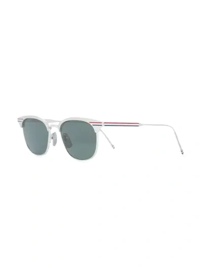 Shop Thom Browne Eyewear Signature Striped Sunglasses - Metallic