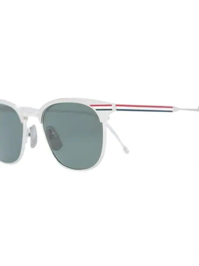 Shop Thom Browne Eyewear Signature Striped Sunglasses - Metallic