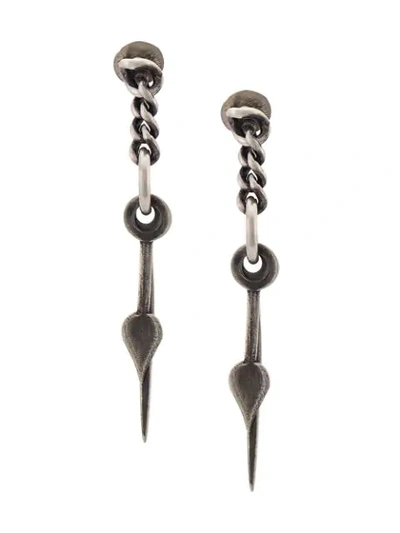 Shop Werkstatt:münchen Clock Hand Earrings In Grey