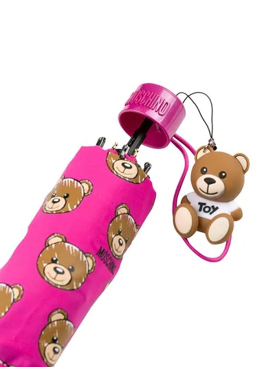 Shop Moschino Teddy Bear Print Umbrella In Pink