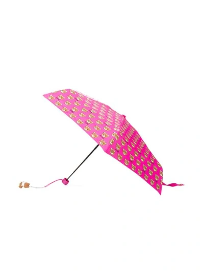 Shop Moschino Teddy Bear Print Umbrella In Pink