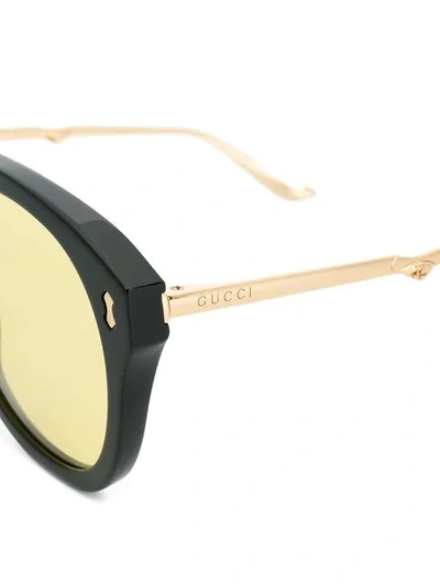 Shop Gucci Round Frame Foldable Sunglasses In Black