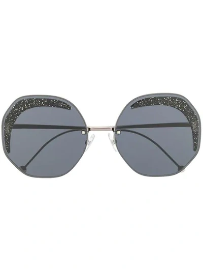Shop Fendi Glitter Sunglasses In Black