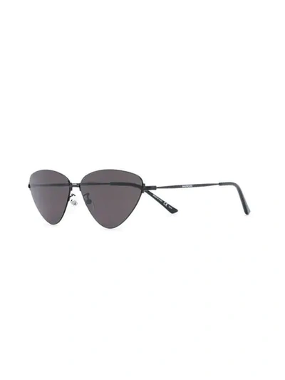 Shop Balenciaga Triangular Shaped Sunglasses In Black