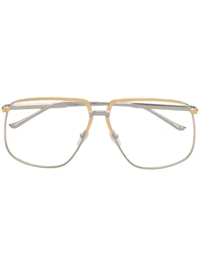 Shop Gucci Aviator Style Glasses In Gold
