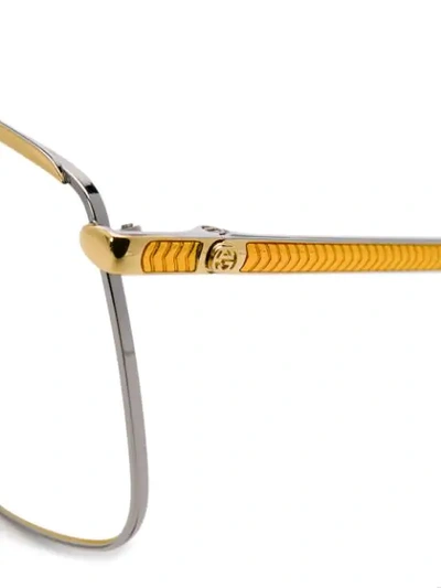 Shop Gucci Aviator Style Glasses In Gold