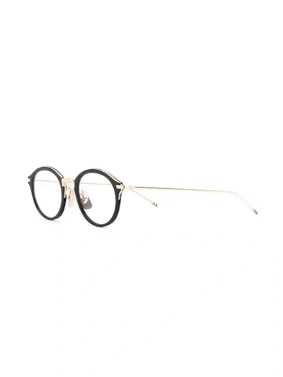 Shop Thom Browne Round Glasses In Black