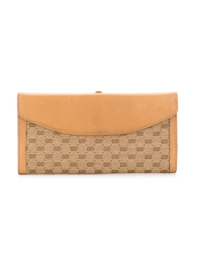 Pre-owned Gucci Vintage Logo Plaque Folded Wallet - 中性色 In Neutrals