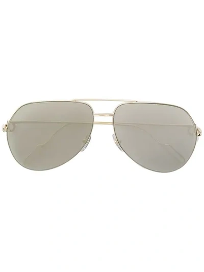 Shop Cartier Aviator Frame Sunglasses In Metallic