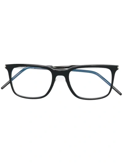 Shop Saint Laurent Eyewear Square Frame Glasses - Black