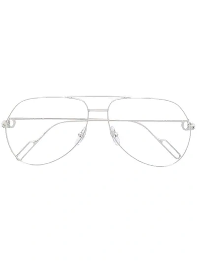 Shop Cartier Pilot-frame Glasses In Silver