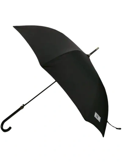 Shop Moschino Logo Print Umbrella In Black