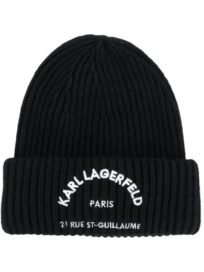 Shop Karl Lagerfeld Rue St Guillaume Beanie In Black