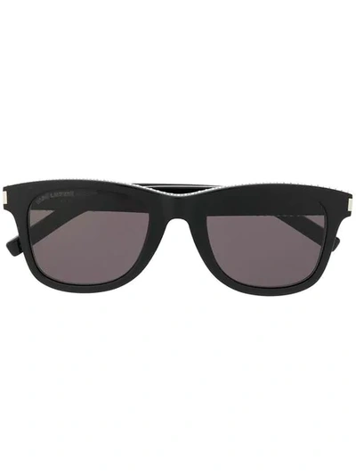 Shop Saint Laurent Stud Embellished Sunglasses In Black
