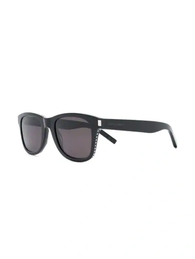 Shop Saint Laurent Stud Embellished Sunglasses In Black
