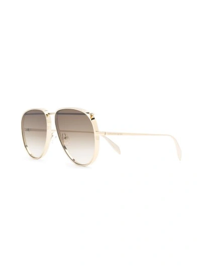 Shop Alexander Mcqueen Eyewear Aviator Sunglasses - Gold