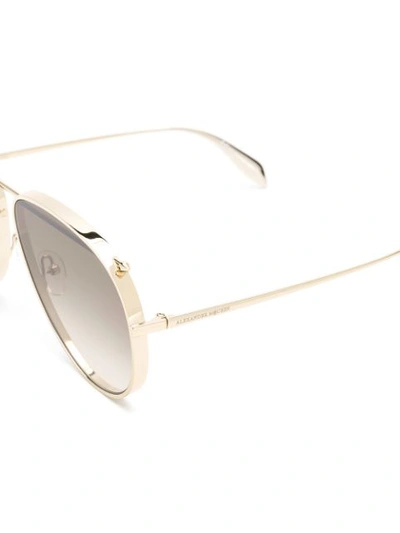 Shop Alexander Mcqueen Eyewear Aviator Sunglasses - Gold
