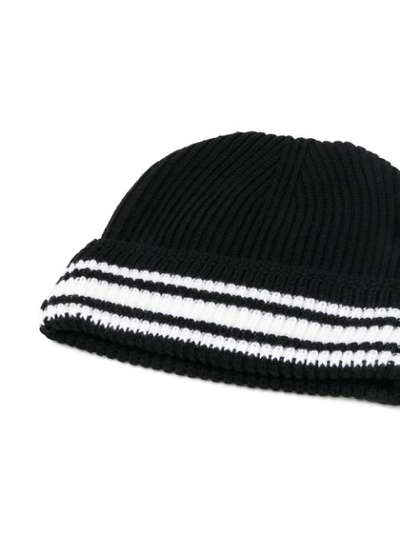 Shop Maison Margiela Striped Trim Beanie - Black