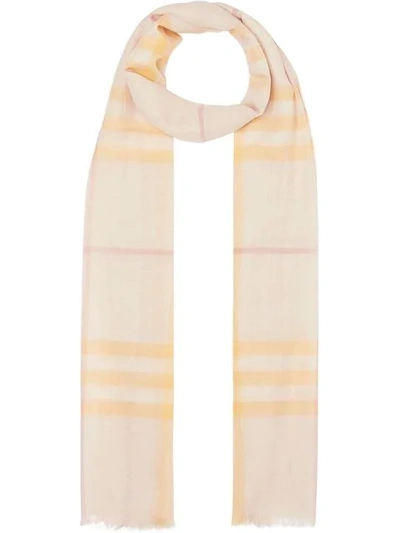 Shop Burberry Lightweight Check Scarf In Pink