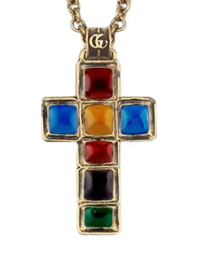 Shop Gucci Necklace With Small Cross In Gold