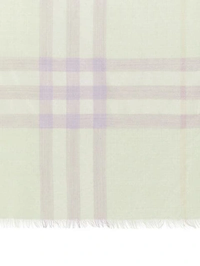 Shop Burberry Lightweight Check Wool And Silk Scarf In Yellow