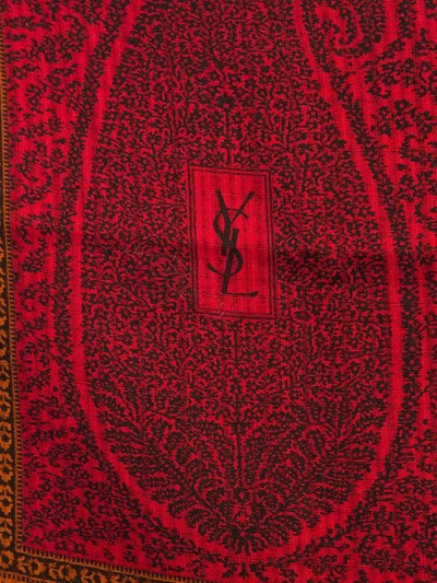 Pre-owned Saint Laurent Paisley Motif Scarf In Red
