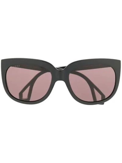 Shop Gucci Oversized Frame Sunglasses In Black
