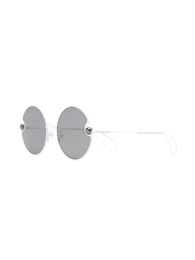 Shop Christopher Kane Pearl Embellished Round Sunglasses In White