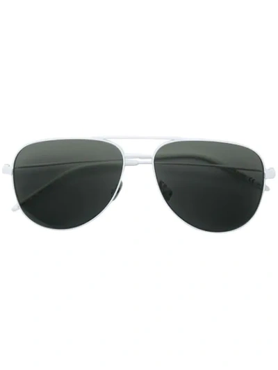 Shop Saint Laurent Eyewear Classic 11 Aviator Sunglasses - White