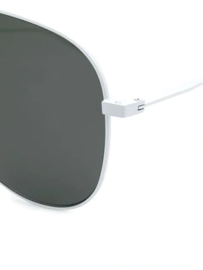 Shop Saint Laurent Eyewear Classic 11 Aviator Sunglasses - White