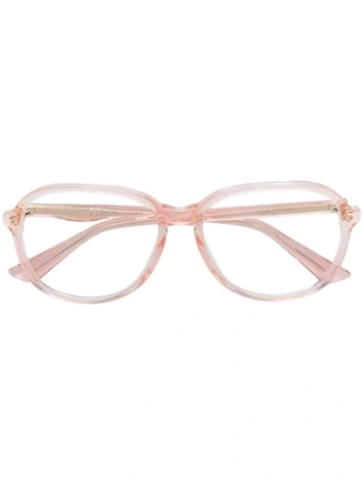 Shop Gucci Oversized Round Glasses In Pink