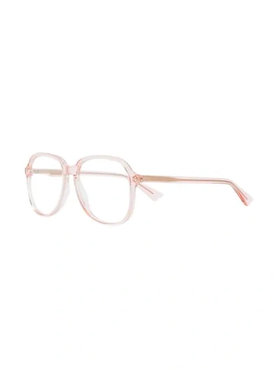 Shop Gucci Oversized Round Glasses In Pink