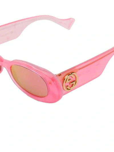 Shop Gucci Curved Sunglasses In 003 Pink Pink Pink
