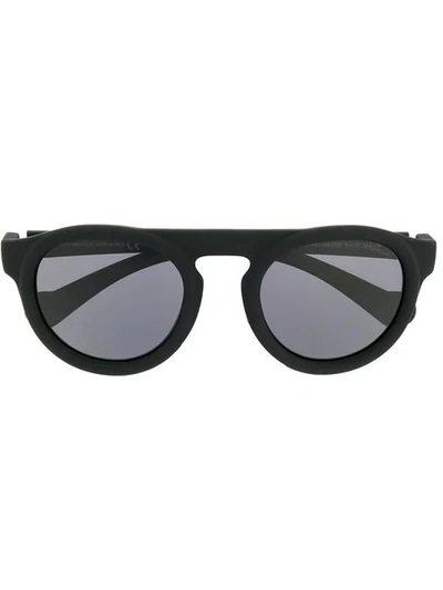 Shop Moncler Round Sunglasses In Black