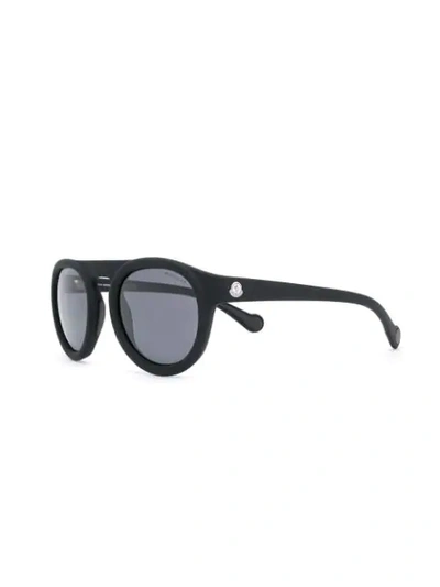 Shop Moncler Round Sunglasses In Black