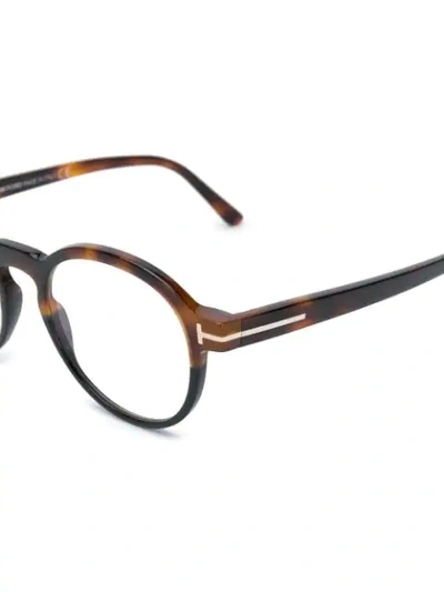 Shop Tom Ford Round Frame Glasses In Brown