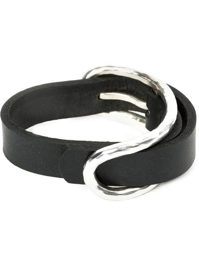 Shop Werkstatt:münchen Silver Curved Bar Belt In Black