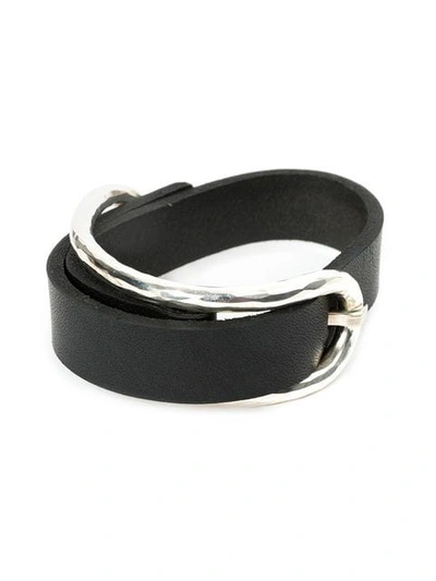 Shop Werkstatt:münchen Silver Curved Bar Belt In Black