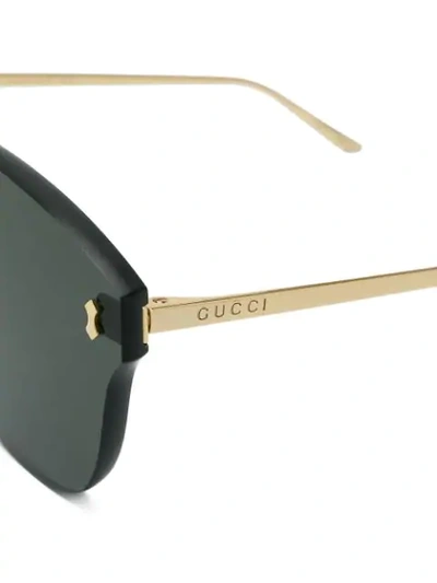 Shop Gucci Aviator Frame Sunglasses In Metallic