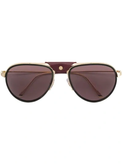 Shop Cartier Santos De  Aviator-frame Sunglasses In Gold