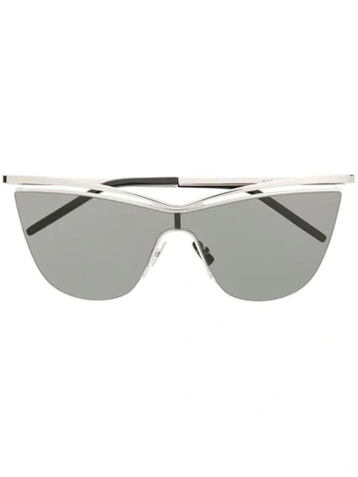 Shop Saint Laurent Oversized Sunglasses In Silver