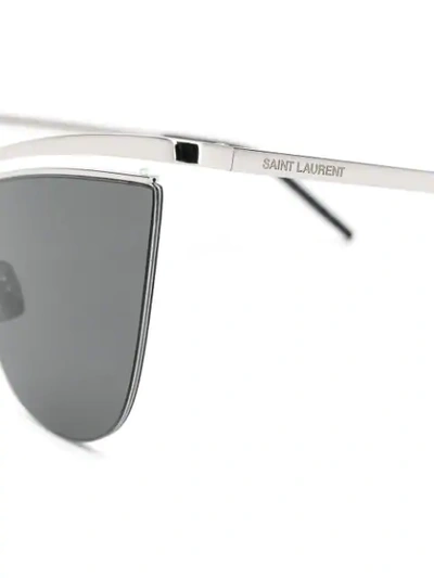 Shop Saint Laurent Oversized Sunglasses In Silver