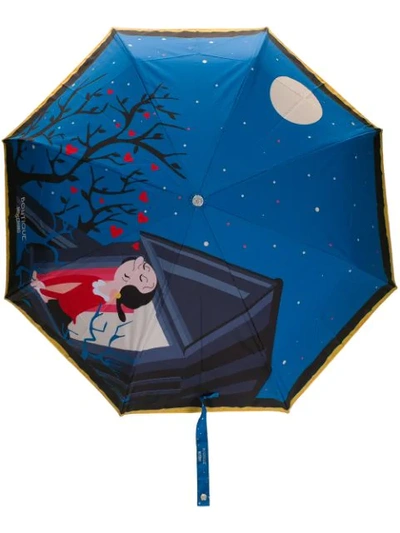 Shop Moschino Printed Logo Umbrella - Blue
