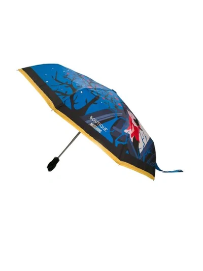 Shop Moschino Printed Logo Umbrella - Blue