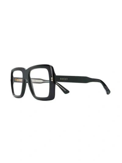 Shop Gucci Square Transparent Sunglasses In Black